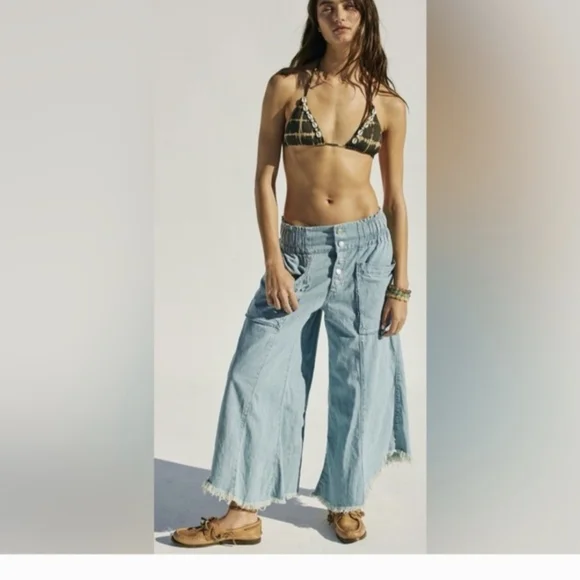 We The Free Light Blue Wide-Leg Women Jeans Size M - Picture 1 of 4